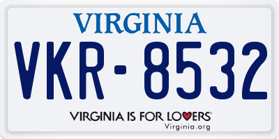 VA license plate VKR8532