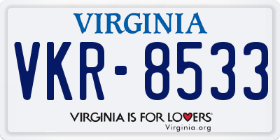 VA license plate VKR8533