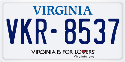 VA license plate VKR8537