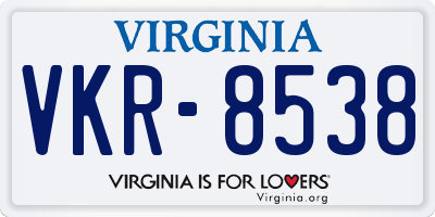 VA license plate VKR8538