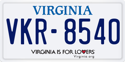 VA license plate VKR8540