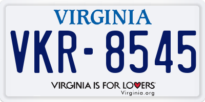 VA license plate VKR8545
