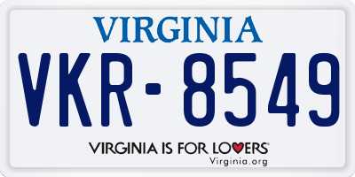 VA license plate VKR8549