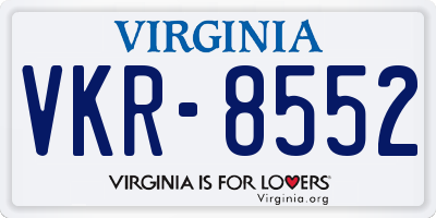 VA license plate VKR8552