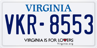 VA license plate VKR8553