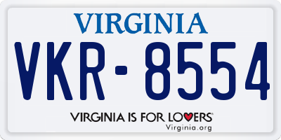 VA license plate VKR8554