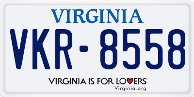 VA license plate VKR8558
