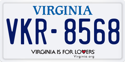VA license plate VKR8568