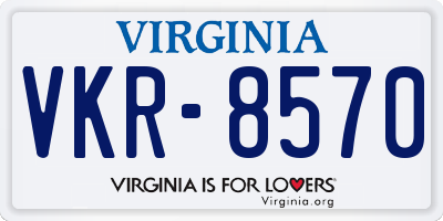 VA license plate VKR8570