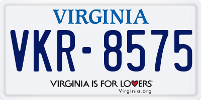 VA license plate VKR8575