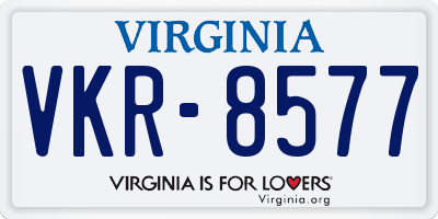 VA license plate VKR8577