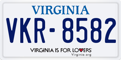 VA license plate VKR8582