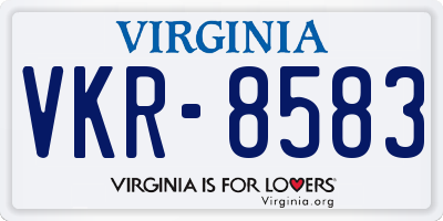 VA license plate VKR8583