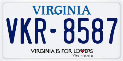 VA license plate VKR8587