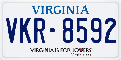 VA license plate VKR8592