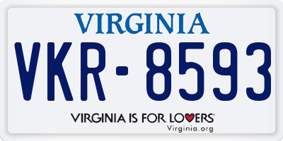 VA license plate VKR8593