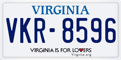 VA license plate VKR8596