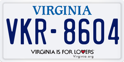 VA license plate VKR8604