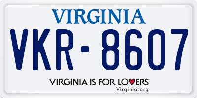 VA license plate VKR8607
