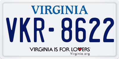 VA license plate VKR8622