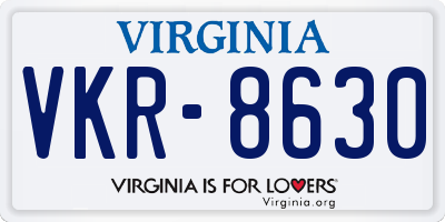 VA license plate VKR8630