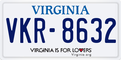 VA license plate VKR8632