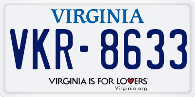 VA license plate VKR8633