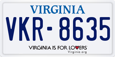 VA license plate VKR8635