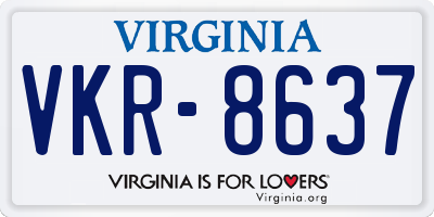 VA license plate VKR8637