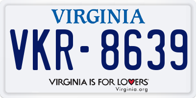 VA license plate VKR8639