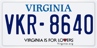 VA license plate VKR8640