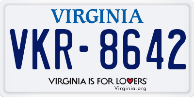 VA license plate VKR8642