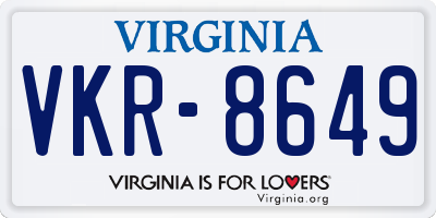 VA license plate VKR8649