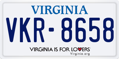 VA license plate VKR8658