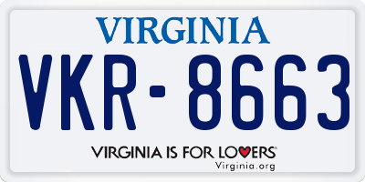 VA license plate VKR8663