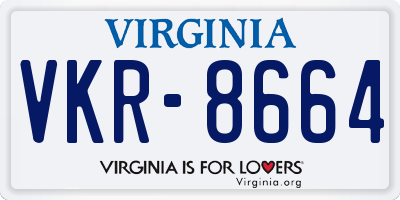 VA license plate VKR8664
