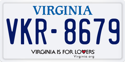 VA license plate VKR8679