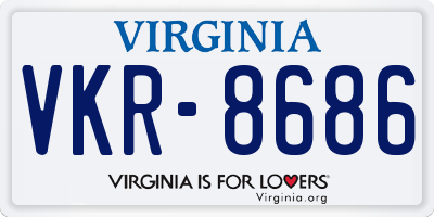 VA license plate VKR8686