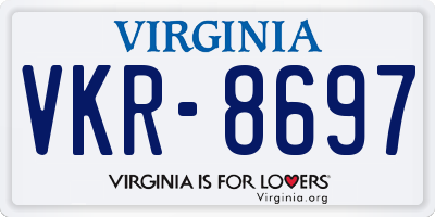VA license plate VKR8697