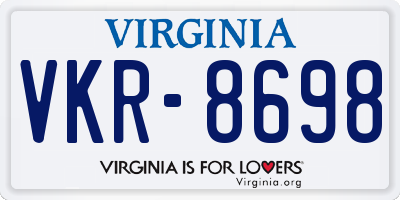 VA license plate VKR8698