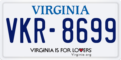 VA license plate VKR8699