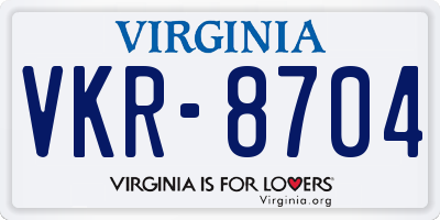 VA license plate VKR8704