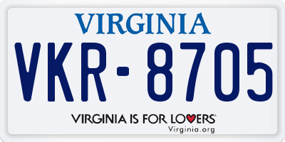 VA license plate VKR8705