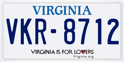 VA license plate VKR8712