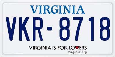 VA license plate VKR8718