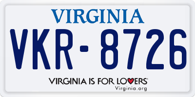 VA license plate VKR8726