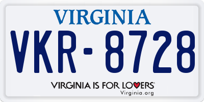 VA license plate VKR8728