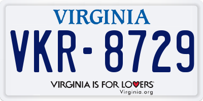 VA license plate VKR8729