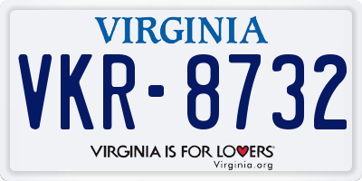 VA license plate VKR8732