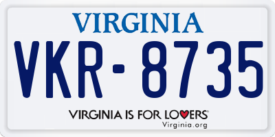VA license plate VKR8735
